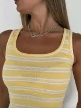 Florence by mills Nordstrom Yellow Striped Scoop Neck Tank Top! NWT! S